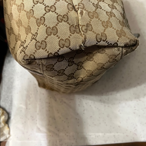 Gucci ✨Beige and Brown Monogram Medium Bamboo Bar Tote Bordeaux - Picture 5 of 6